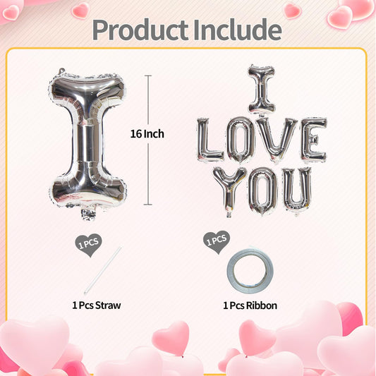 KALOR I Love You balloon with straw and ribbon ready-to-use setup