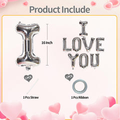 KALOR I Love You balloon with straw and ribbon ready-to-use setup