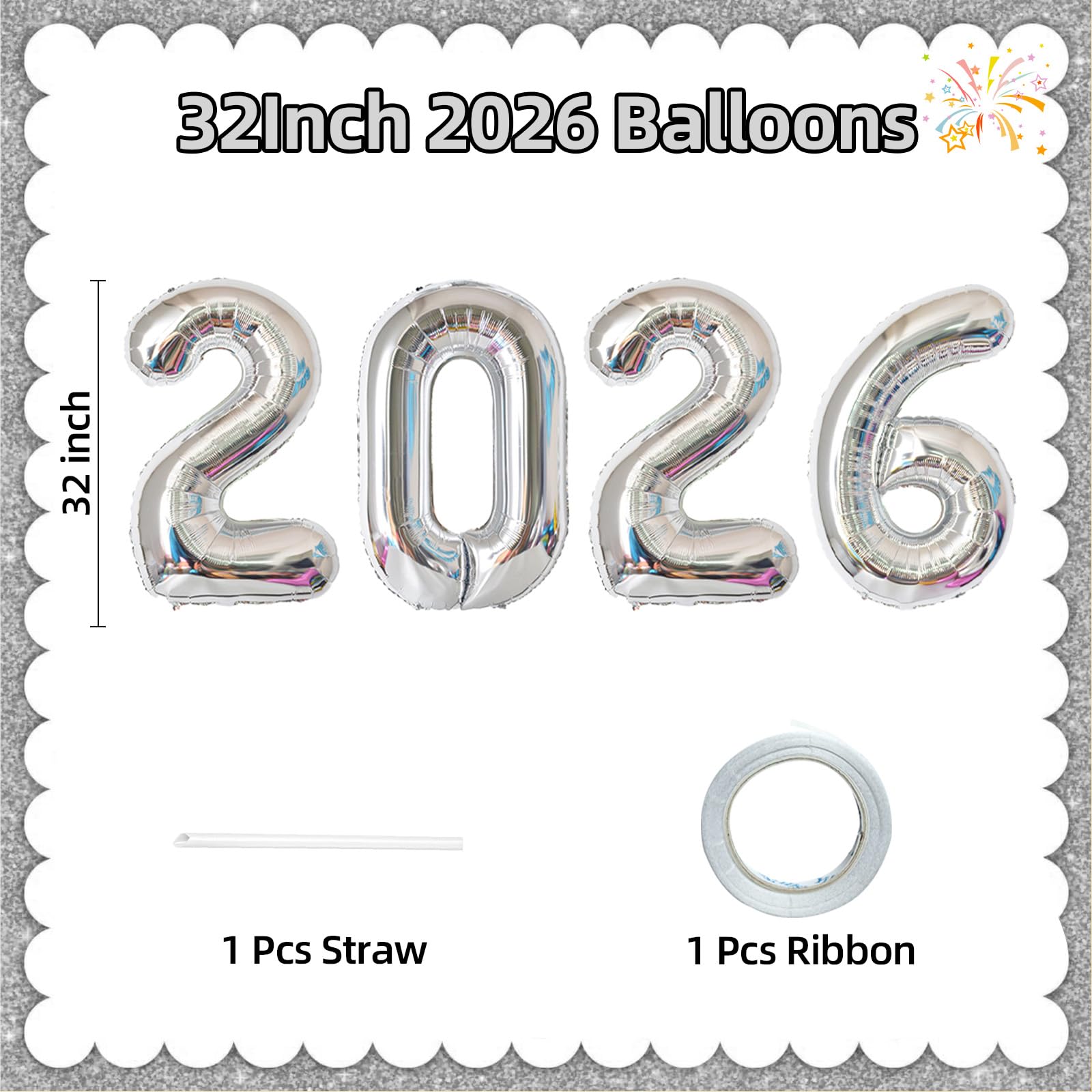 KALOR 2026 silver foil balloons create a glossy, reusable party centerpiece.