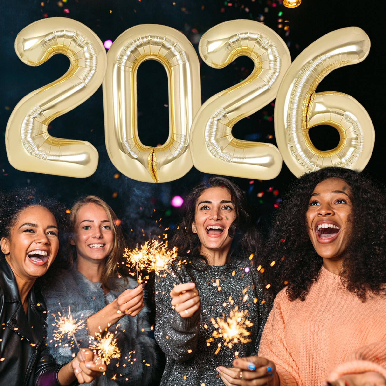 Kalor New Year or graduation decor idea with balloons and backdrop.