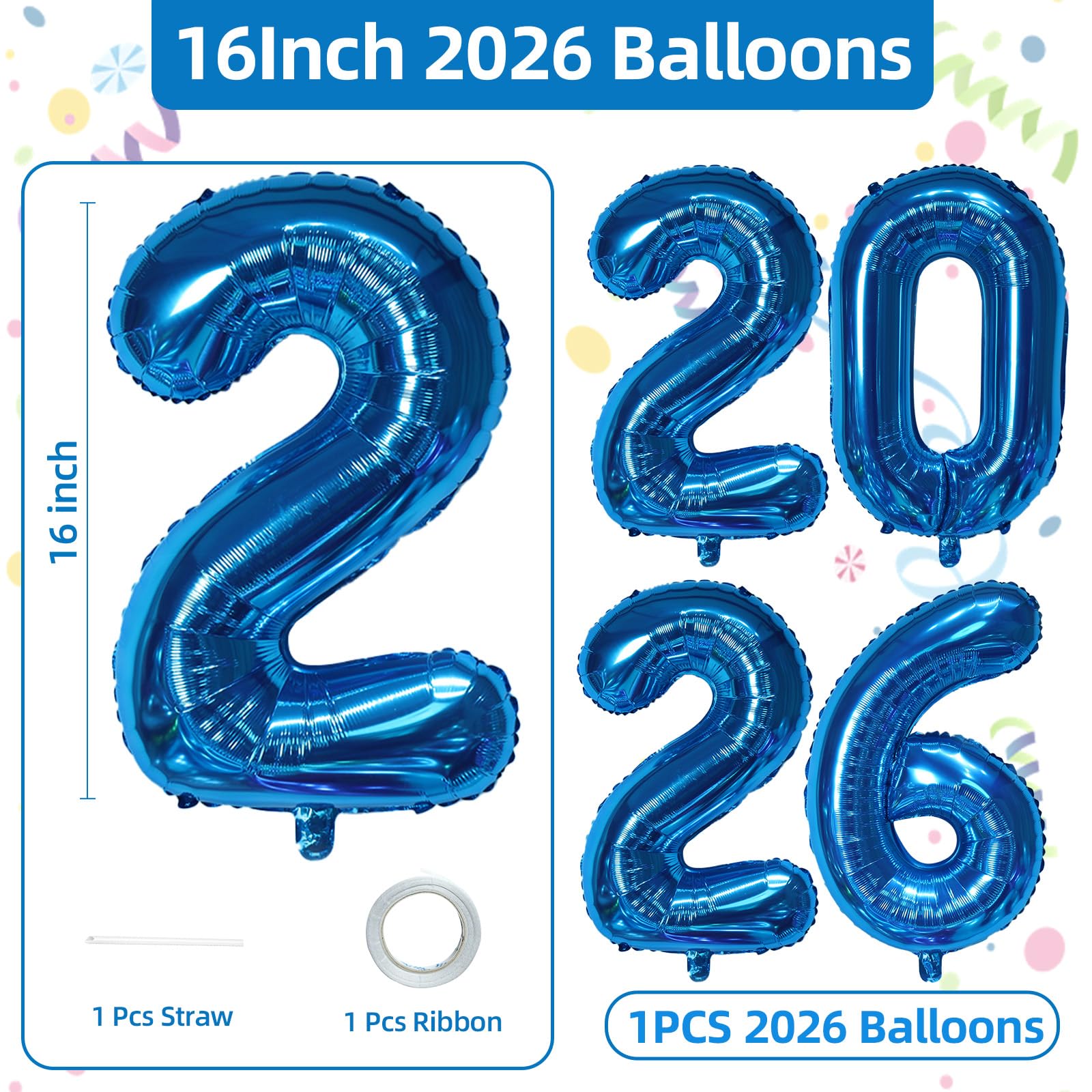 KALOR NY New Year ribbon 16 ft enhances balloon display and photo setups