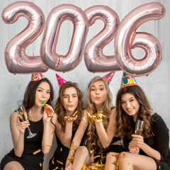 KALOR rose gold 2026 balloons banner layout for party decor