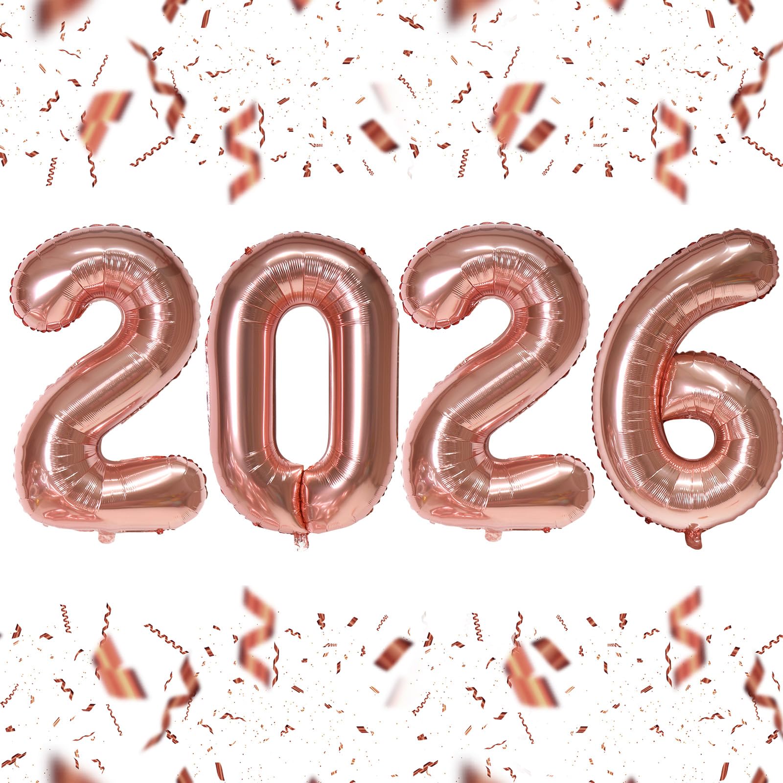 KALOR 2026 rose gold number balloons create a stunning photo backdrop.