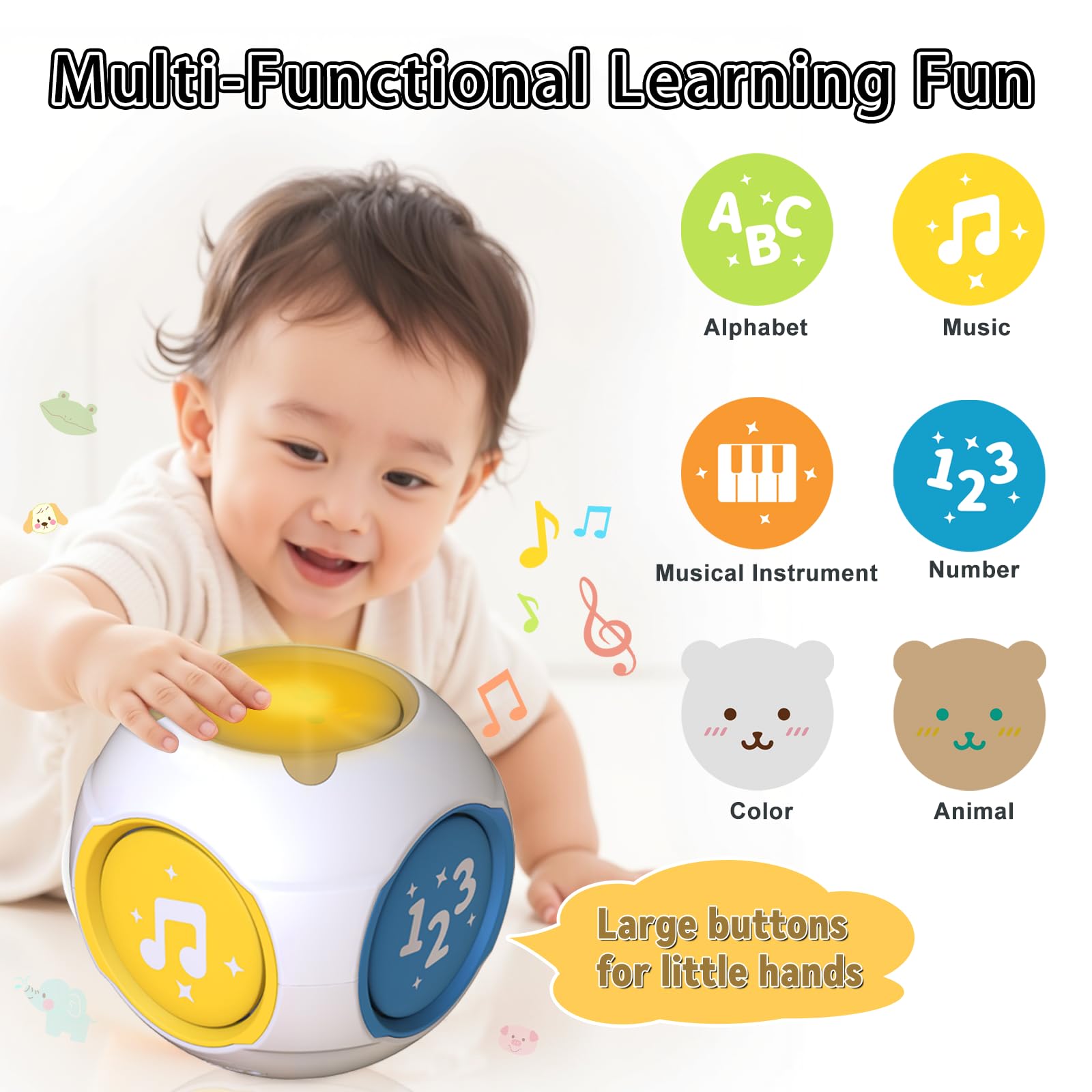 KALUYA 6-in-1 toy switches between English and Spanish for versatile learning moments.