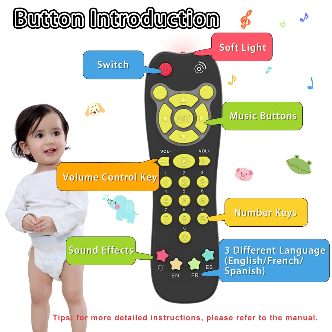 KALUYA remote features lights and music to engage infants