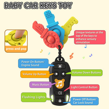 KALUYA colorful keys textures aid tactile stimulation and curiosity.