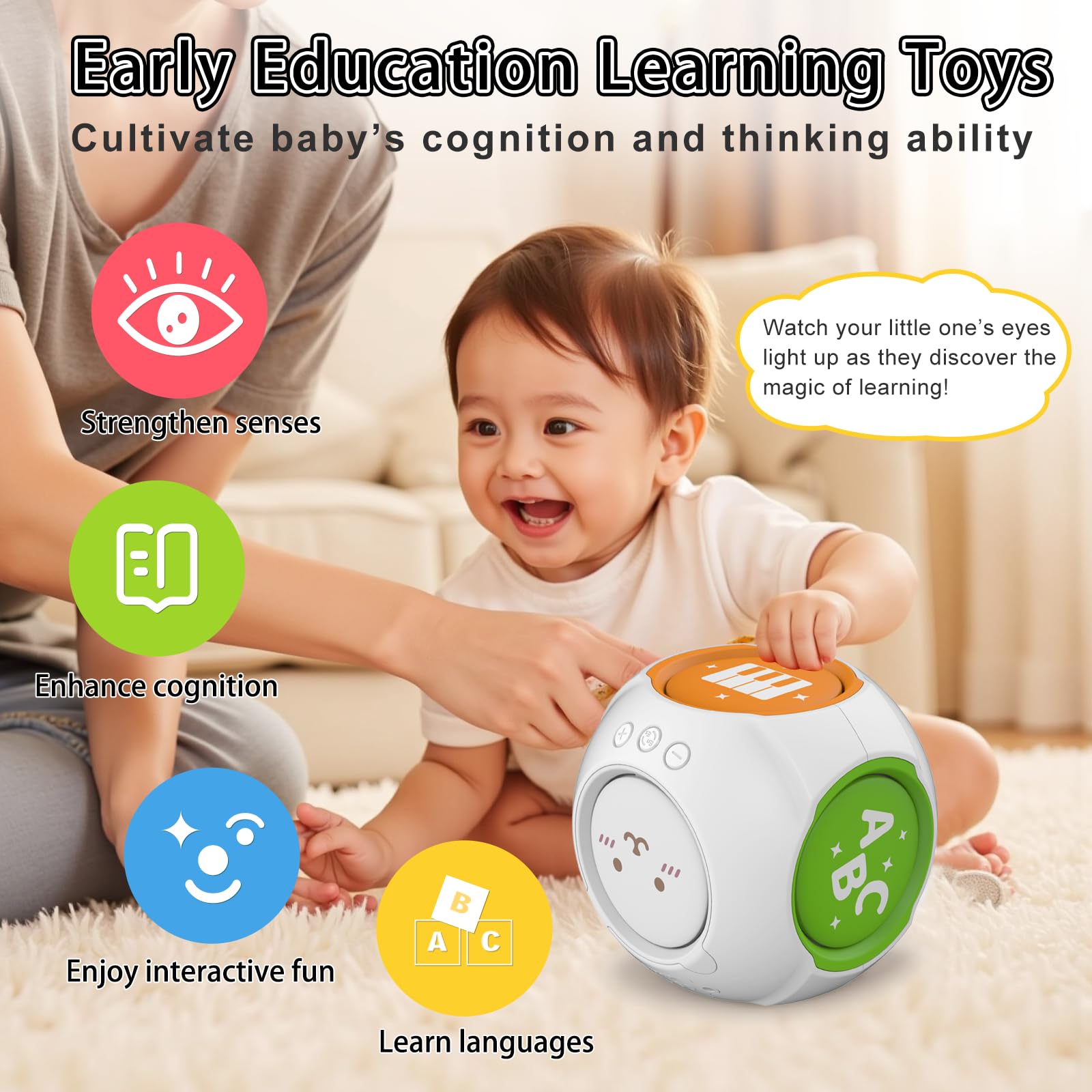 KALUYA BPA-free ABS cube designed for safe play during tummy time or travel.