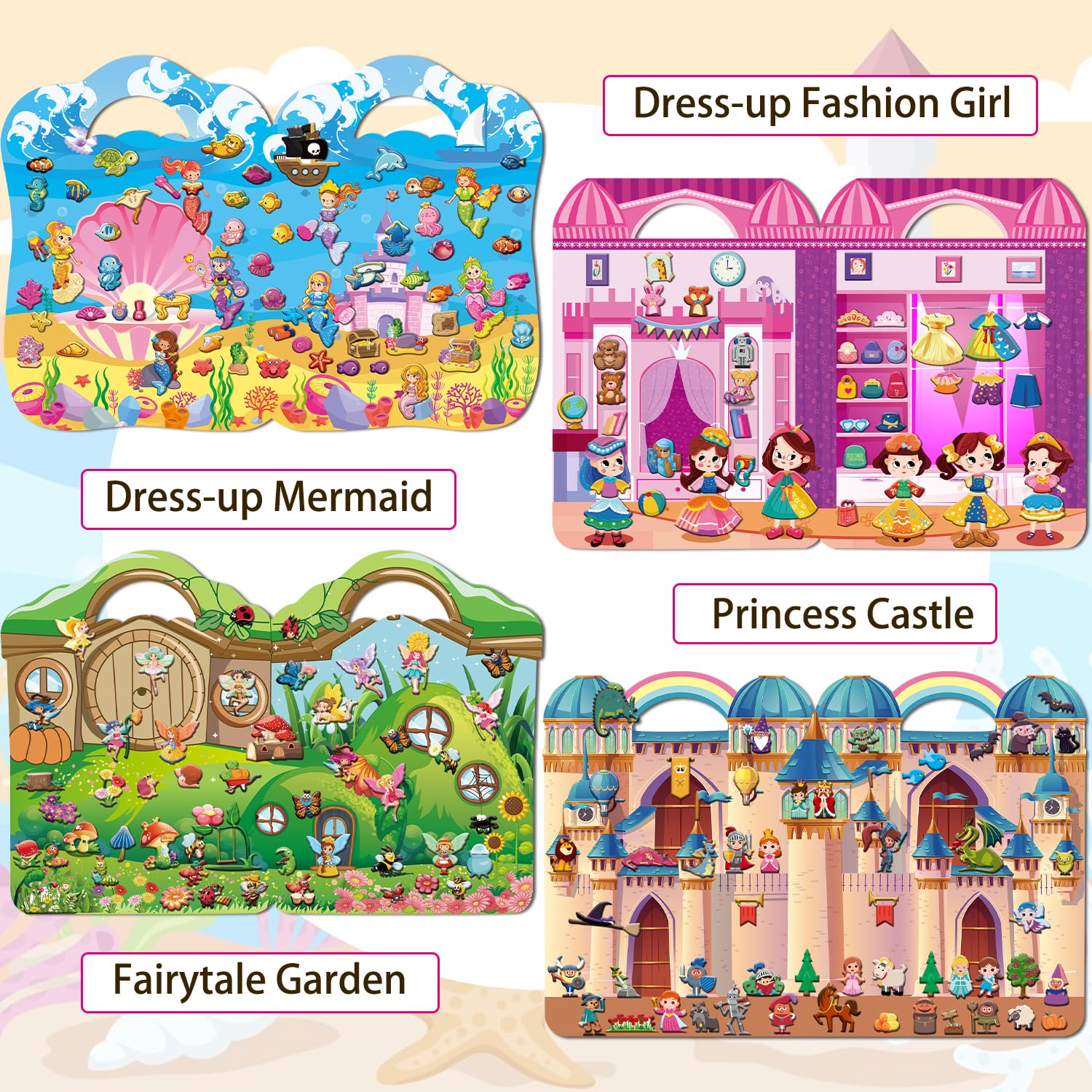 Kalysky dress-up princess castle stickers collection—delightful scenes for tiny hands and imagination.