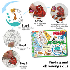 Kalysky Find The Animal Sticker Book sticker sheet with 400+ colorful animals for creative play