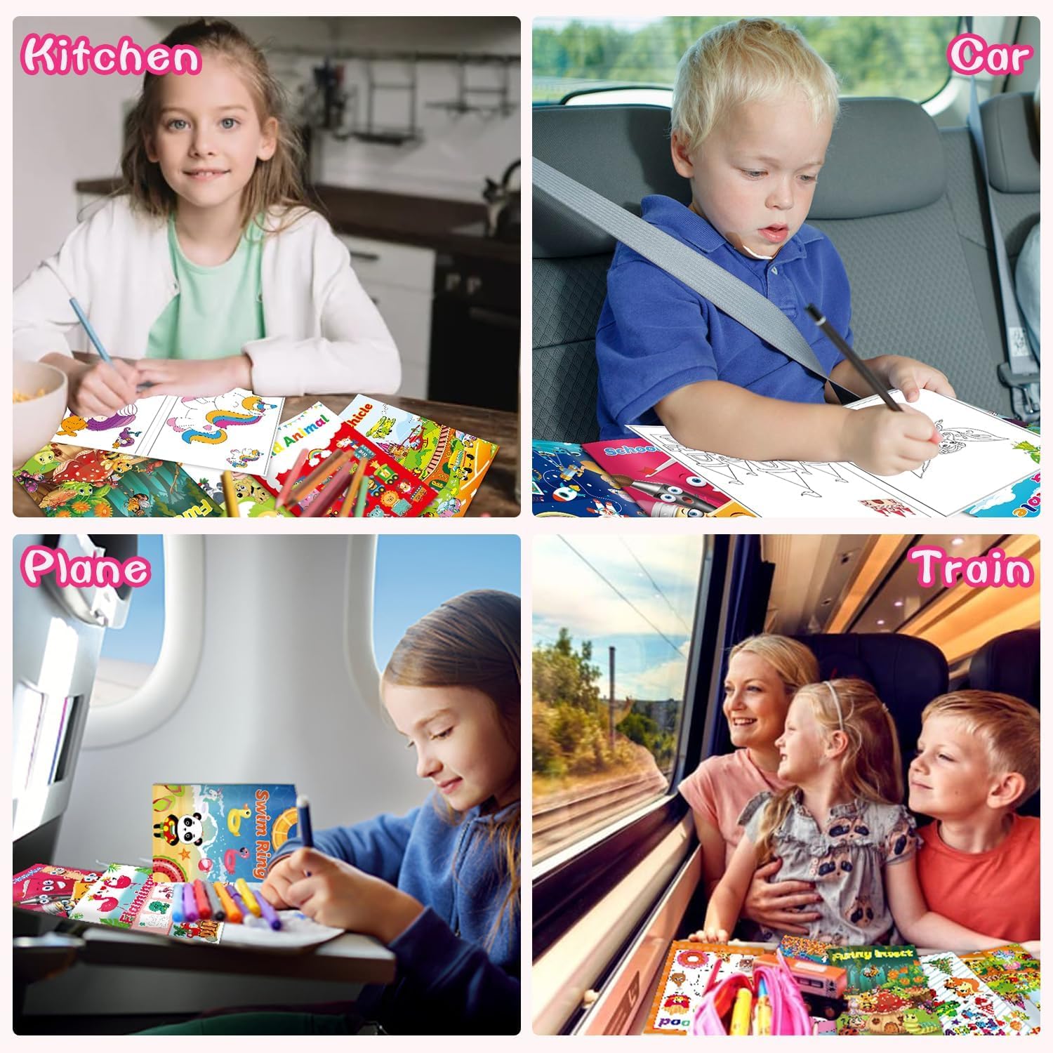 Kalysky mini coloring book vehicle quest aids storytelling and hand-eye coordination