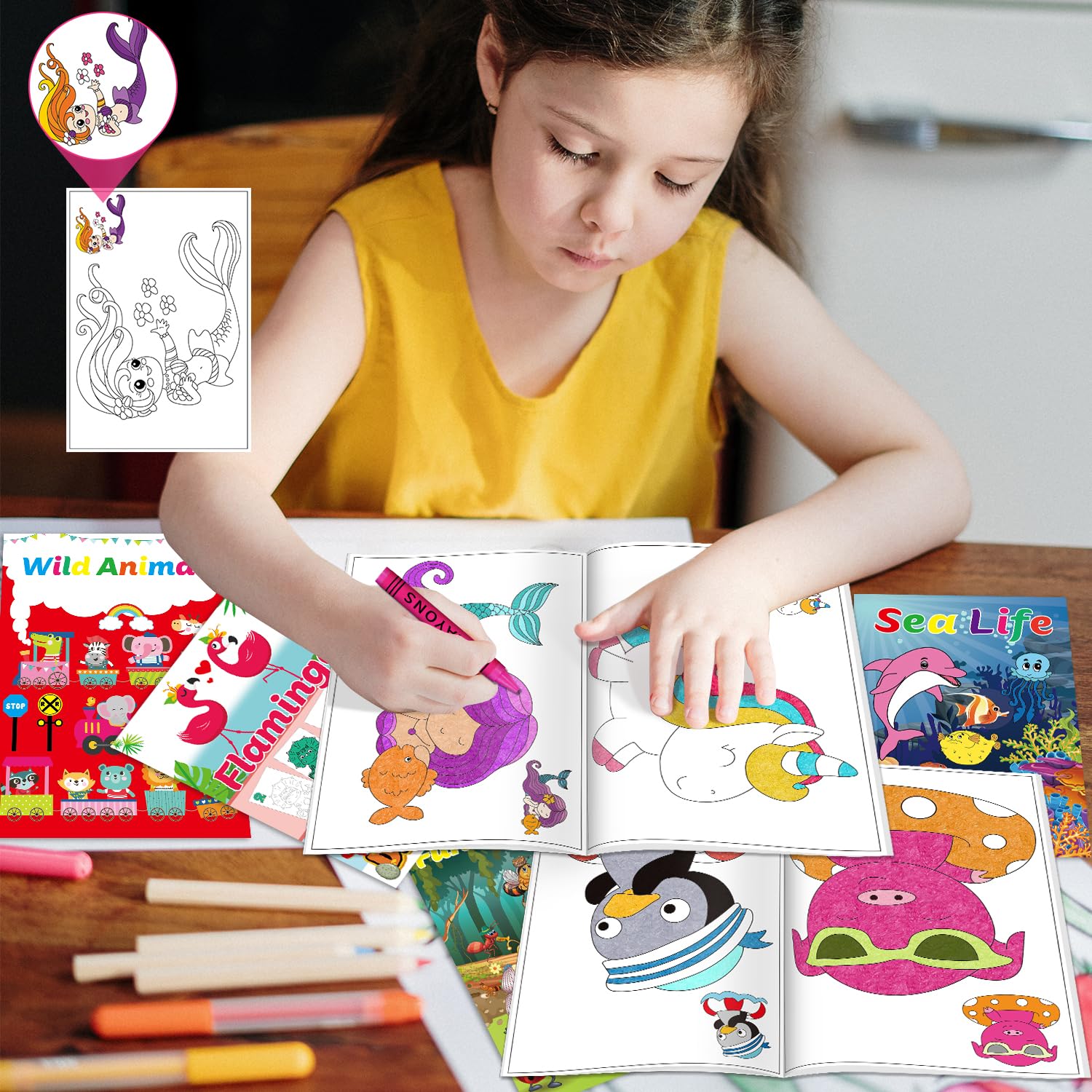 Kalysky party-favor coloring books add color to birthdays and events.