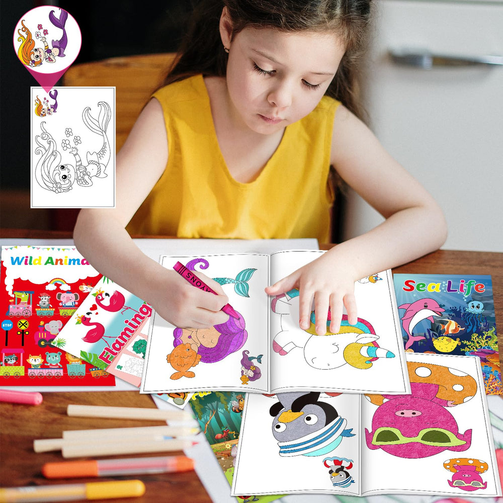 Kalysky party-favor coloring books add color to birthdays and events.