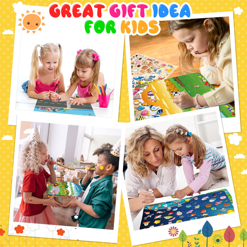 Kalysky Puffy Sticker Books Portable with handle for travel play.