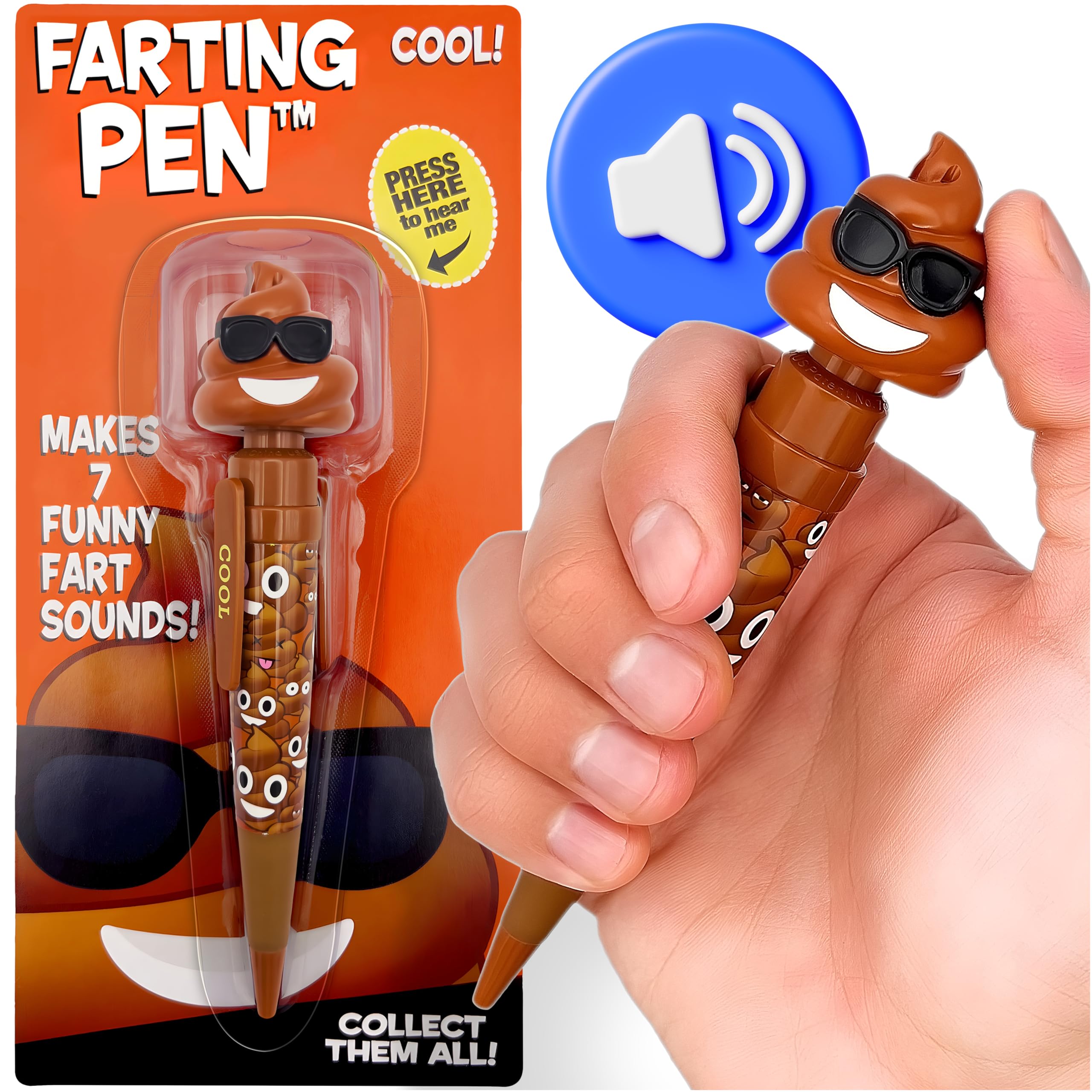 Kamhi World Farting Poop Pen front view highlights playful Easter gag gift appeal