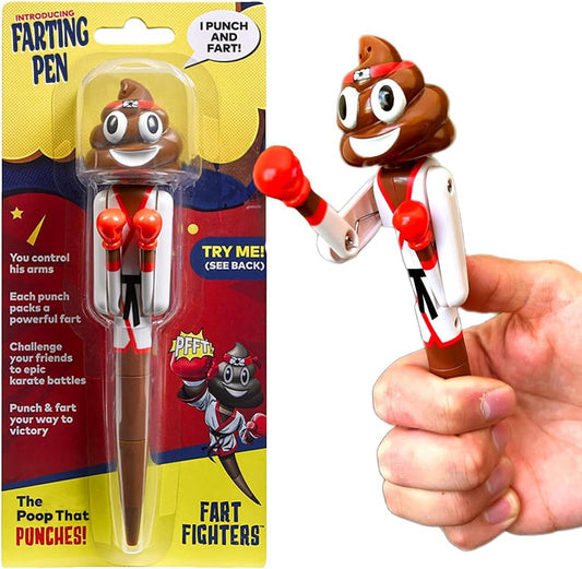 Kamhi World farting poop pen ninja-style for playful battles and shared laughs.