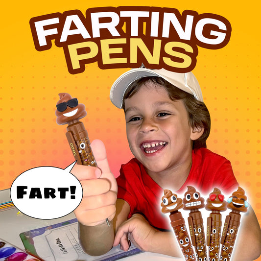 Kamhi World Farting Poop Pen side profile shows compact size for pockets and baskets