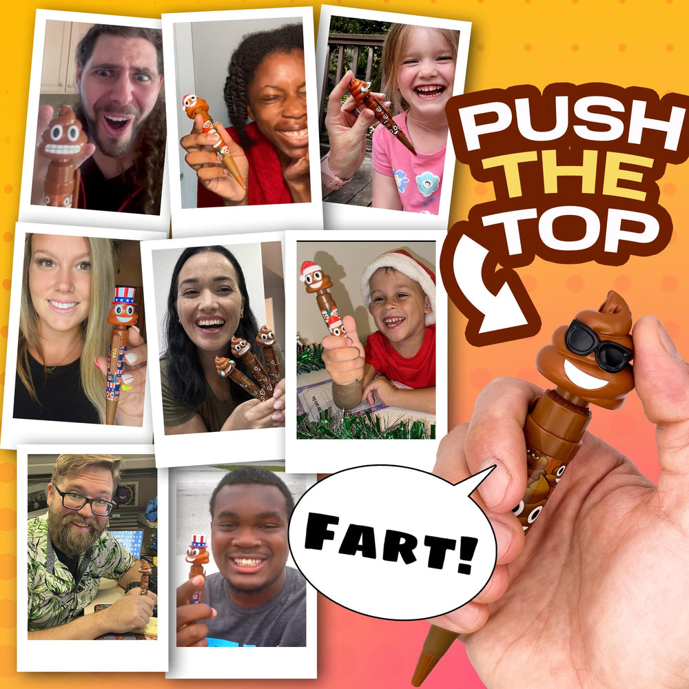 Kamhi World Farting Poop Pen use scenarios show kids enjoying homework breaks