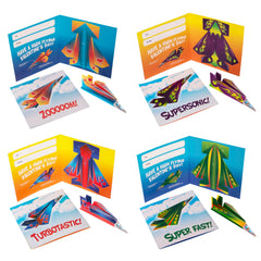 Kangaroo 28-pack flying paper airplane valentines card design B promotes creative crafting.