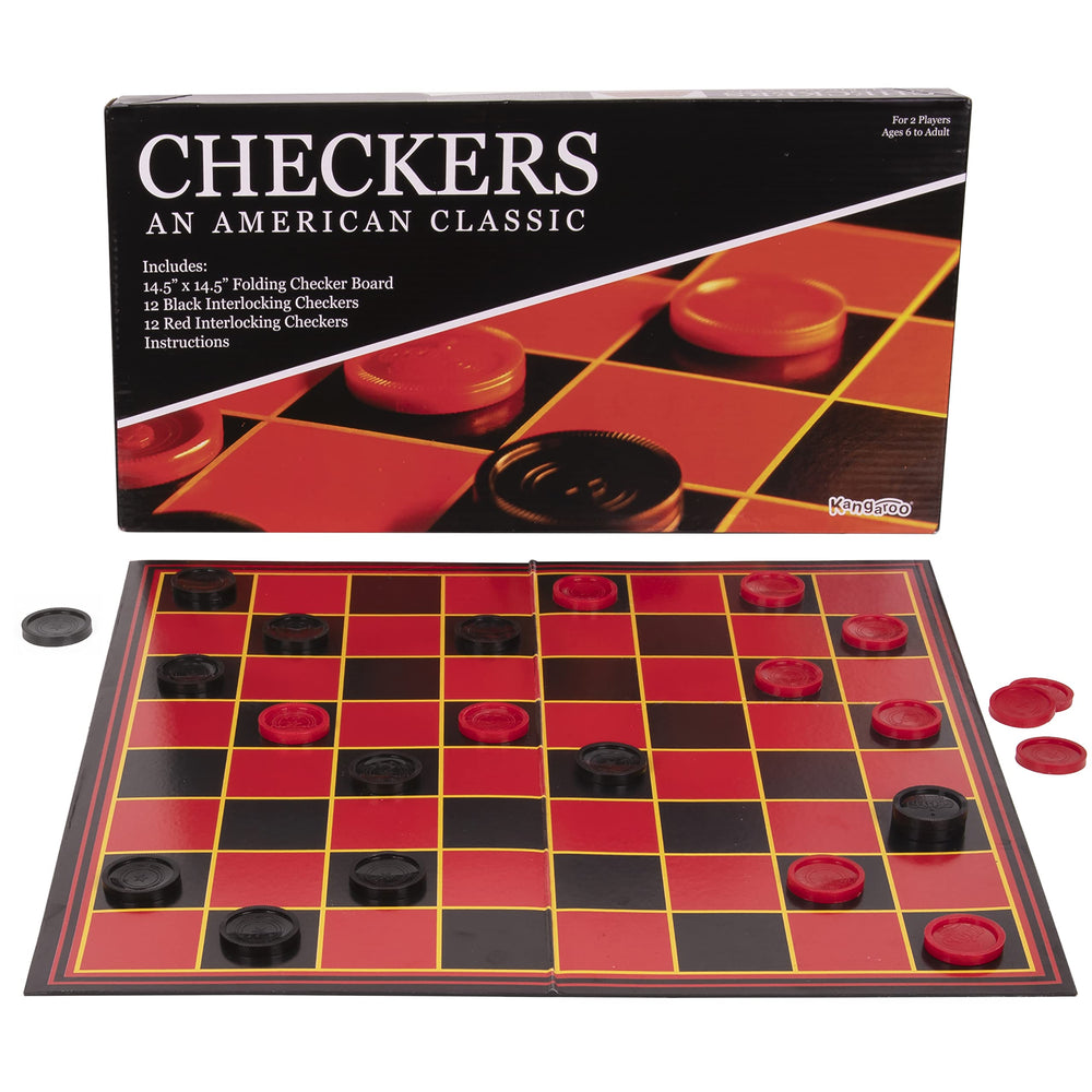 Kangaroo checkers board 15x15 closed view showcases portable design for travel