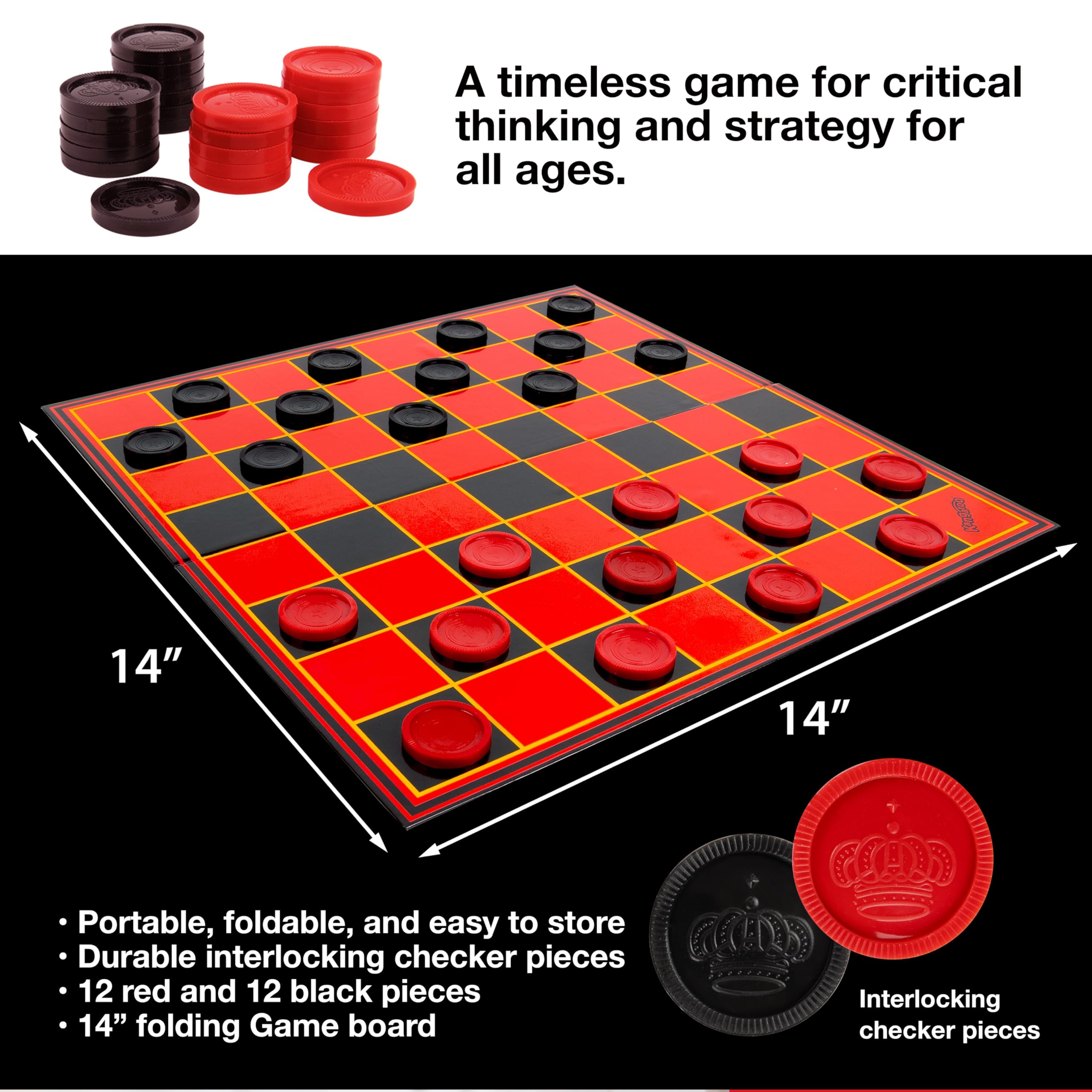 Kangaroo checkers board 24 pieces initial setup for family play