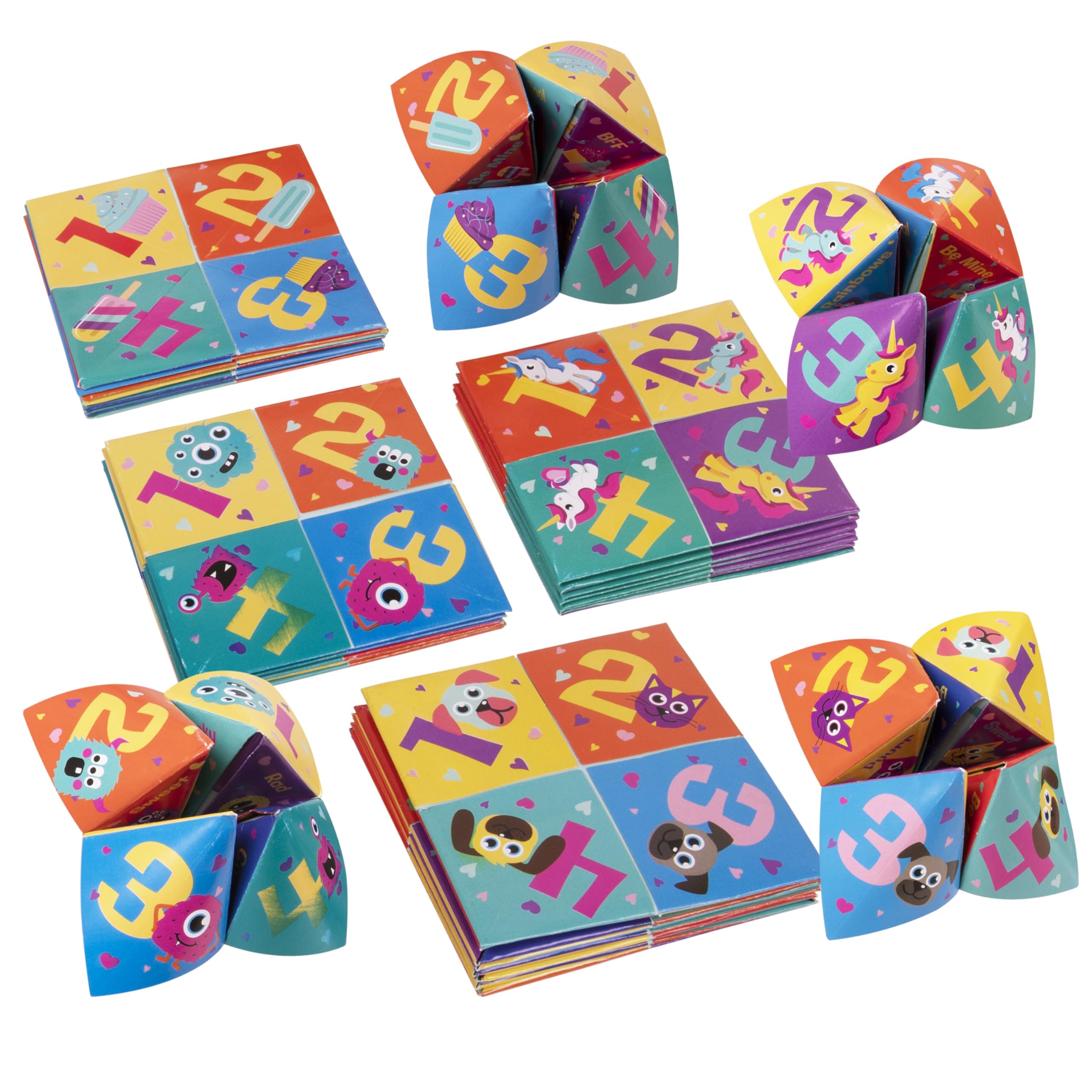 Kangaroo cootie catcher cards front and back designs for kid-friendly exchanges