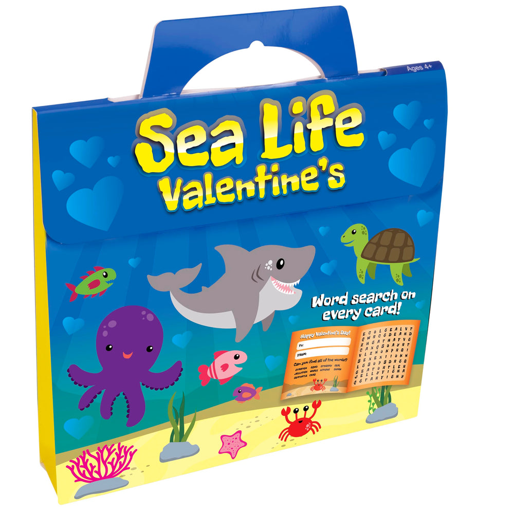 Kangaroo Sea Life Valentines card with seahorse illustration for gift exchanges
