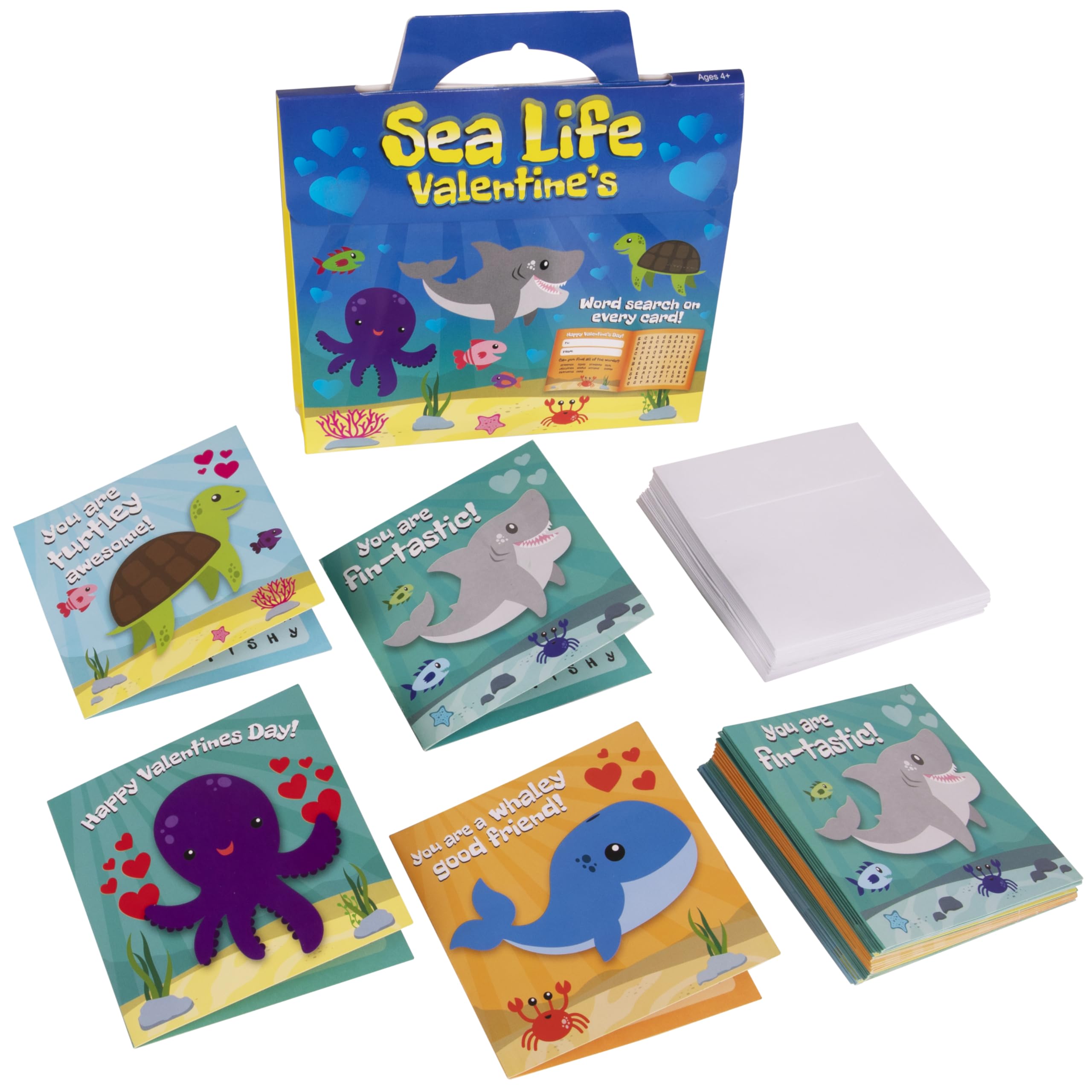 Kangaroo Sea Life Valentines card with turtle design for classroom gifts and name-writing