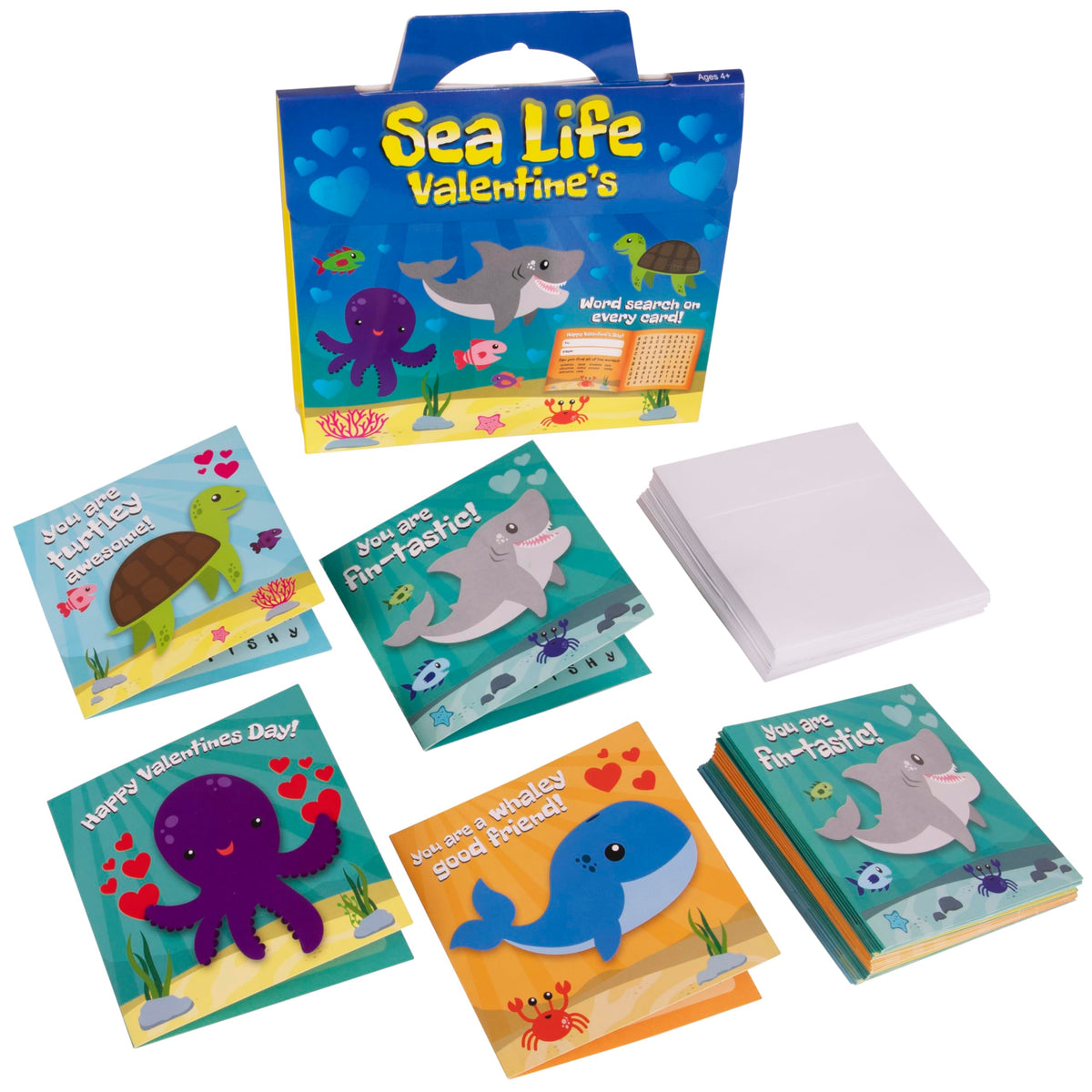 Kangaroo Sea Life Valentines card with turtle design for classroom gifts and name-writing