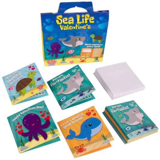 Kangaroo Sea Life Valentines card with turtle design for classroom gifts and name-writing