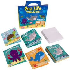 Kangaroo Sea Life Valentines card with turtle design for classroom gifts and name-writing