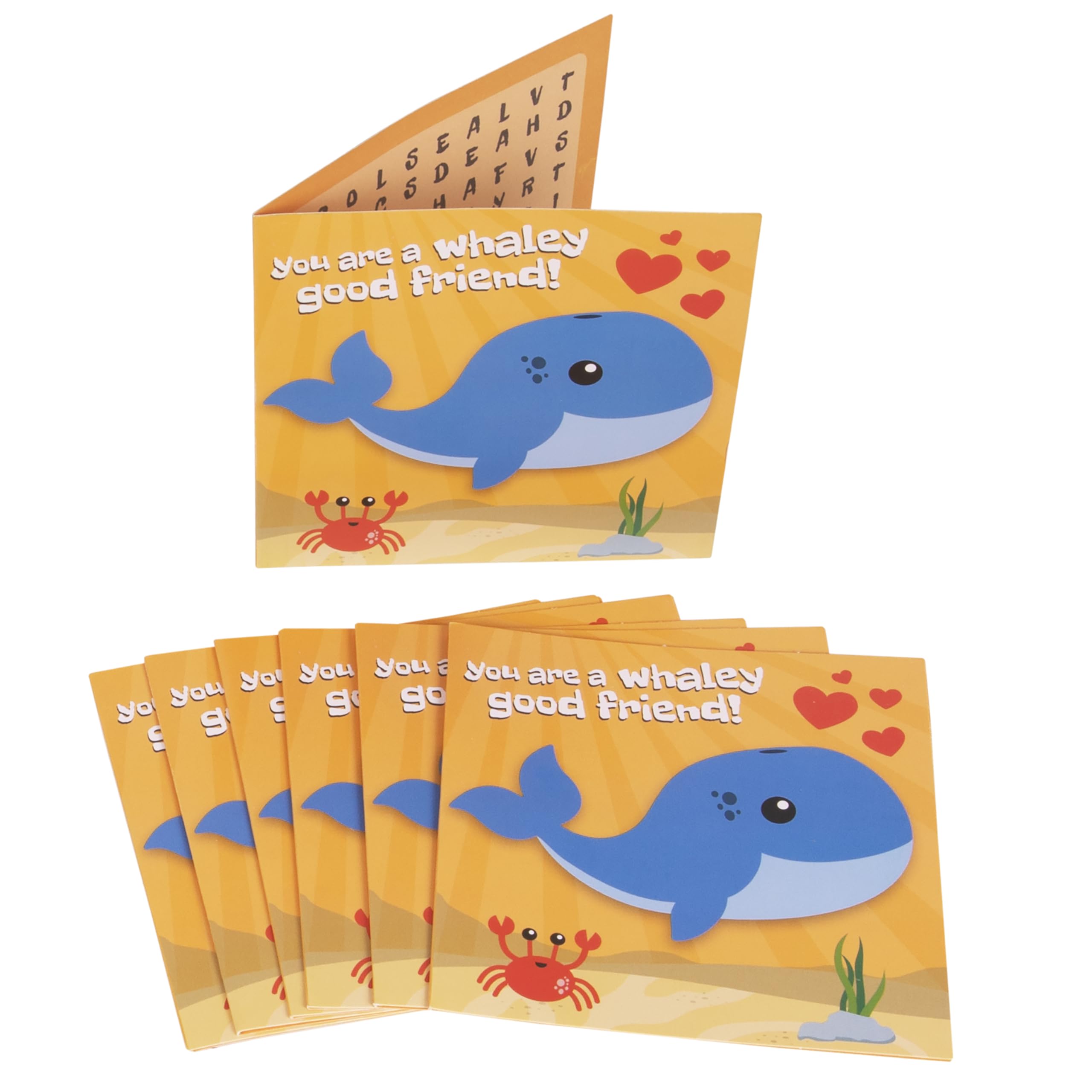 Kangaroo Sea Life Valentines card with whale artwork for festive classroom exchanges