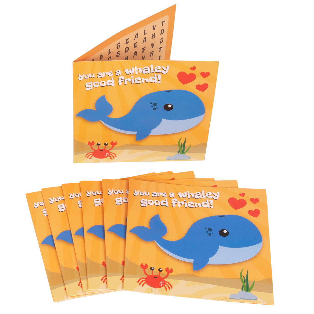 Kangaroo Sea Life Valentines card with whale artwork for festive classroom exchanges
