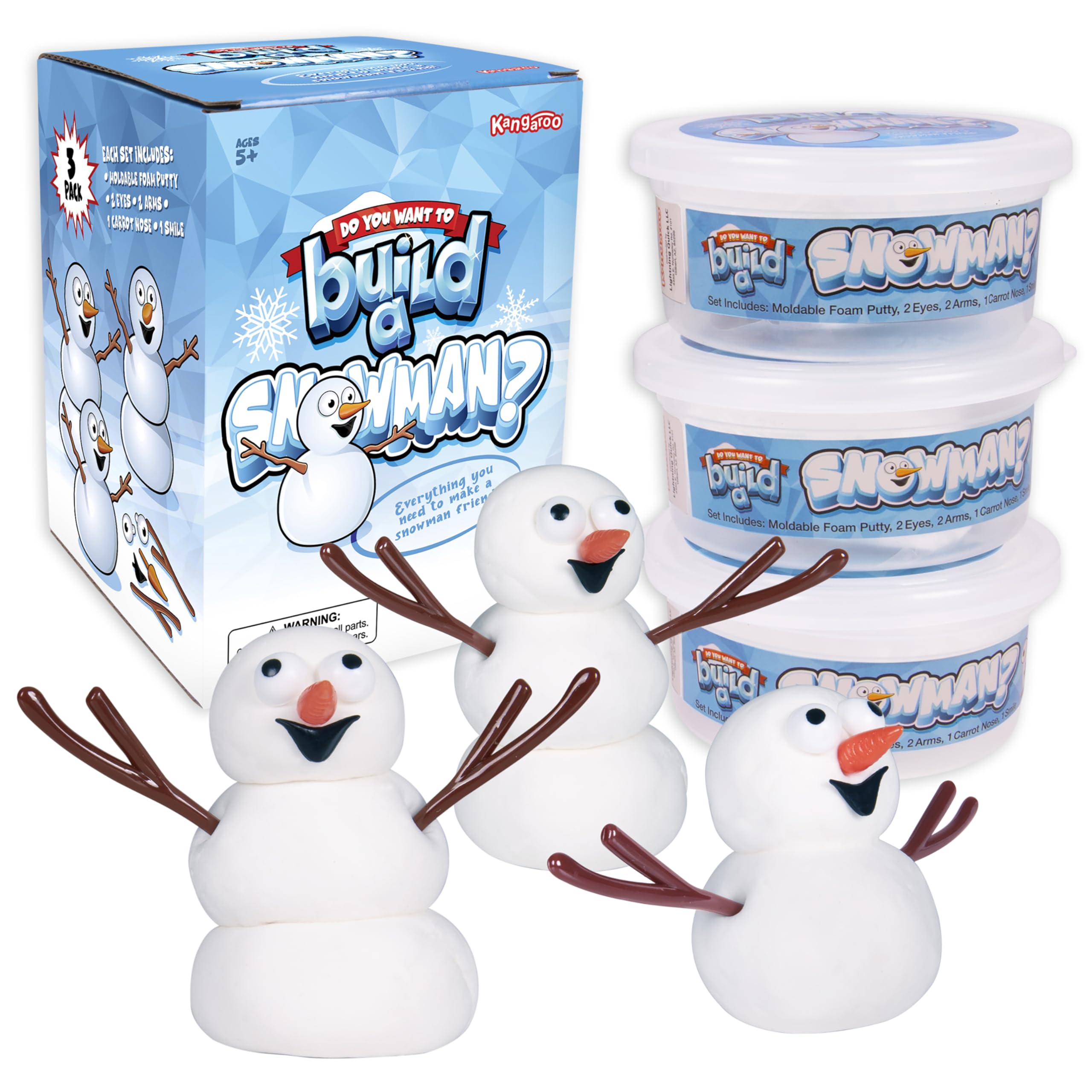 Kangaroo Snowman Kit: foam putty for hands-on holiday crafting.