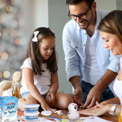 Kids using the Kangaroo Snowman Kit for collaborative crafting fun.