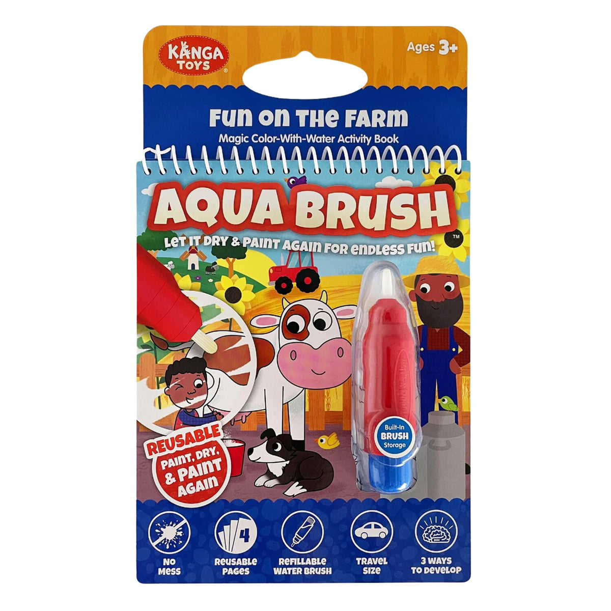 KangaToys Fun on The Farm Aqua Brush cover image shows mess-free coloring on the go