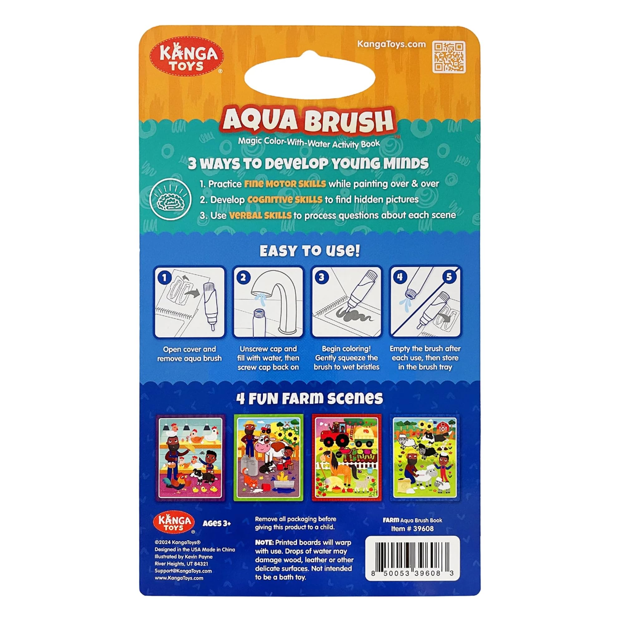KangaToys Aqua Brush pages are durable for little hands during imaginative play