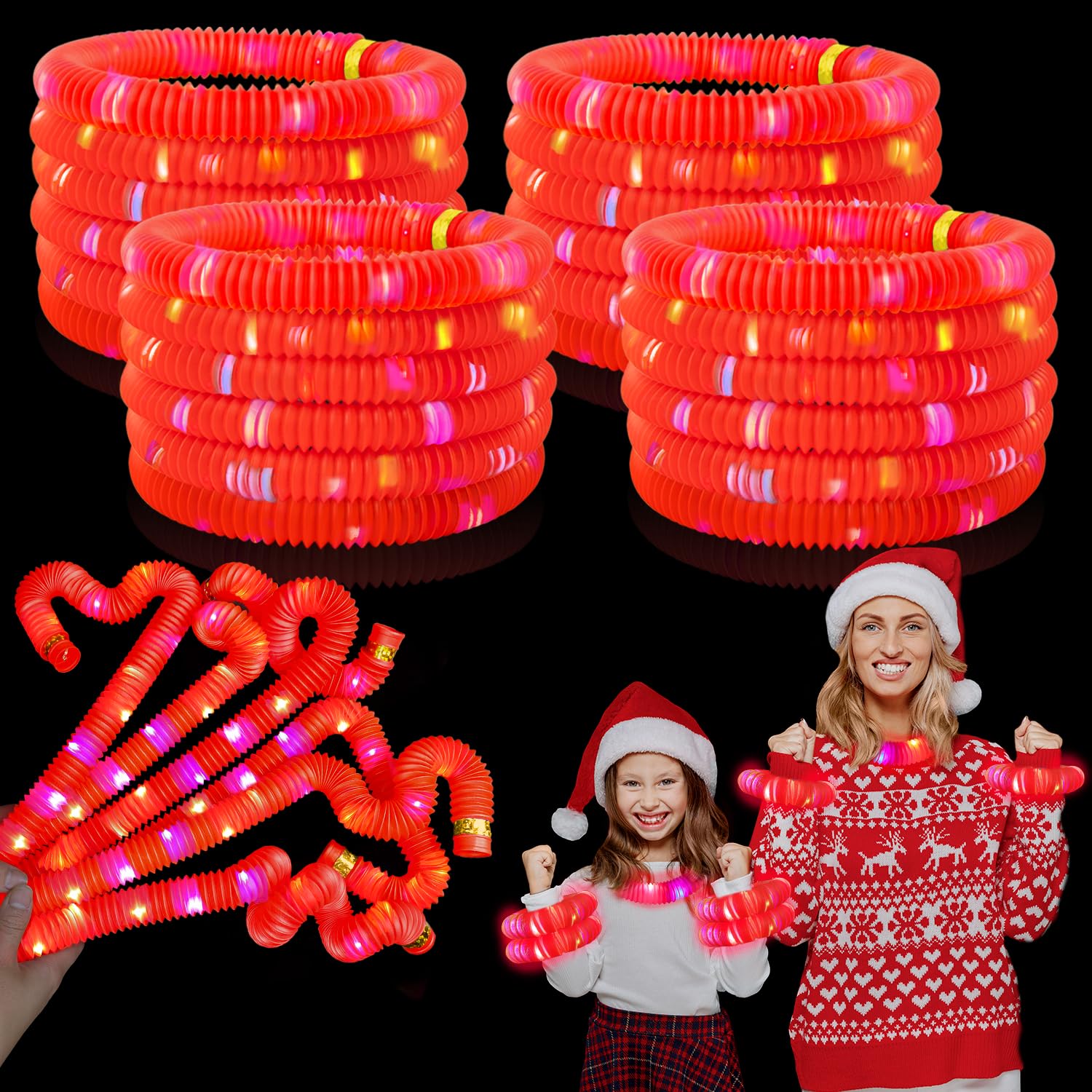 Kannove 24-pack red glow sticks ready for activation and vibrant night-time fun.