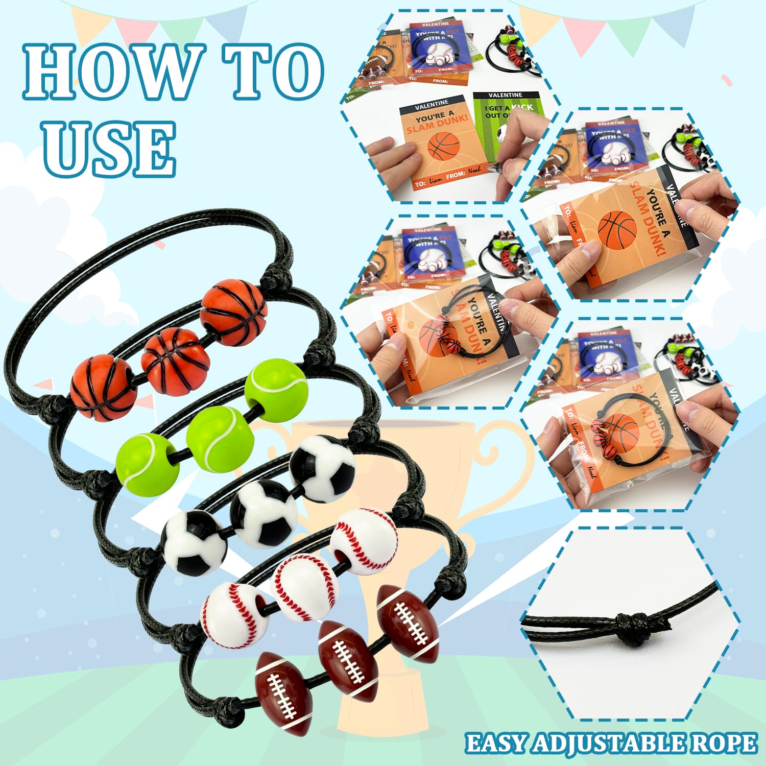 Kannove adjustable bracelets for kids, comfortable wear for sports-loving children