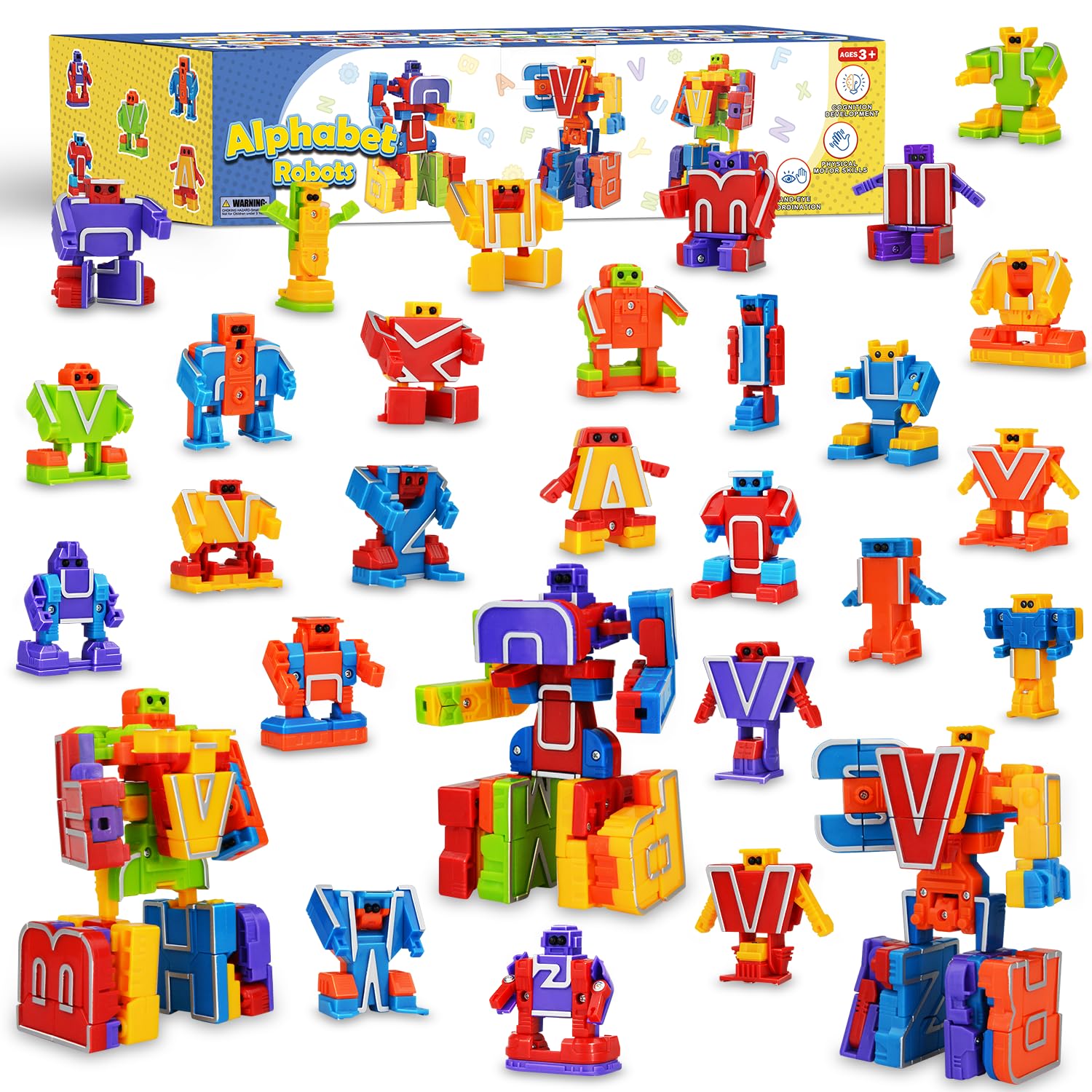 Kannove Alphabots transformable letter robots in action, supporting early literacy and hands-on play.