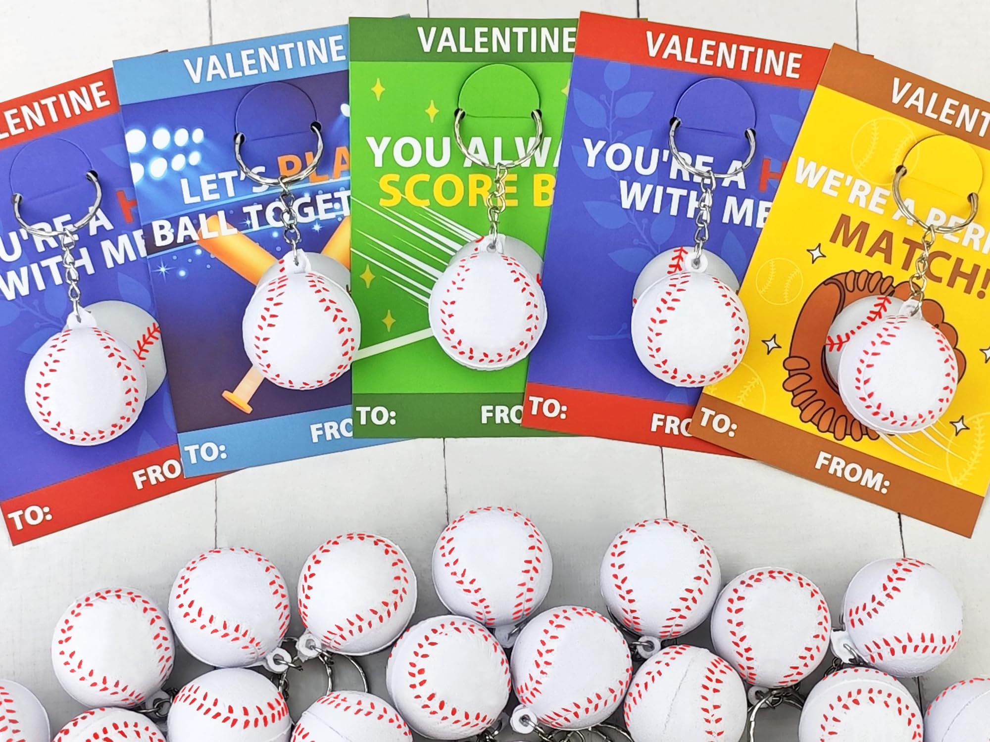Kannove baseball stress ball keychain set for classroom exchanges, ideal for non-candy Valentine rewards.