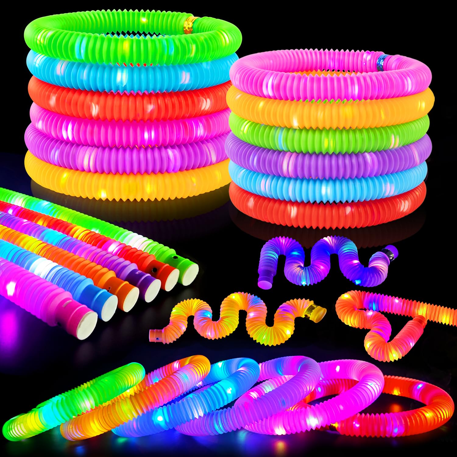 Kannove Glow Sticks Wands color pack for six bright play colors.