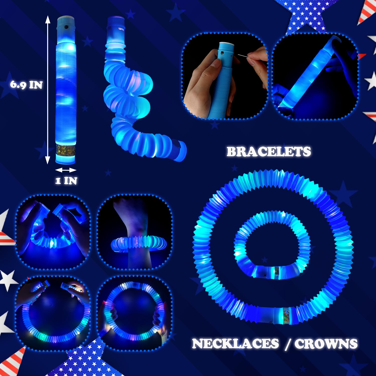 Kannove blue glow tubes used as party favors at celebrations