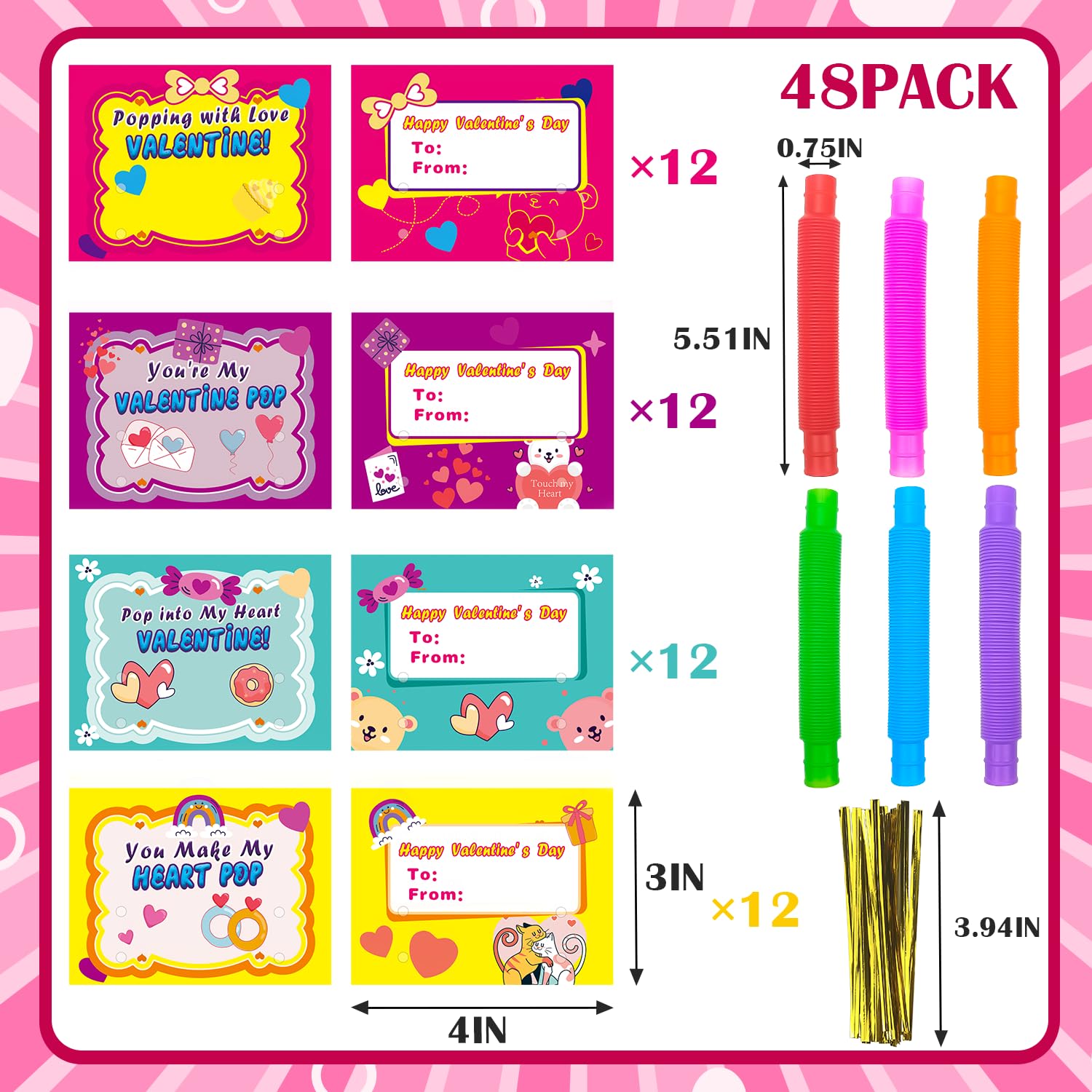 Kannove Pop Tubes classroom-exchange favors for kids' parties.