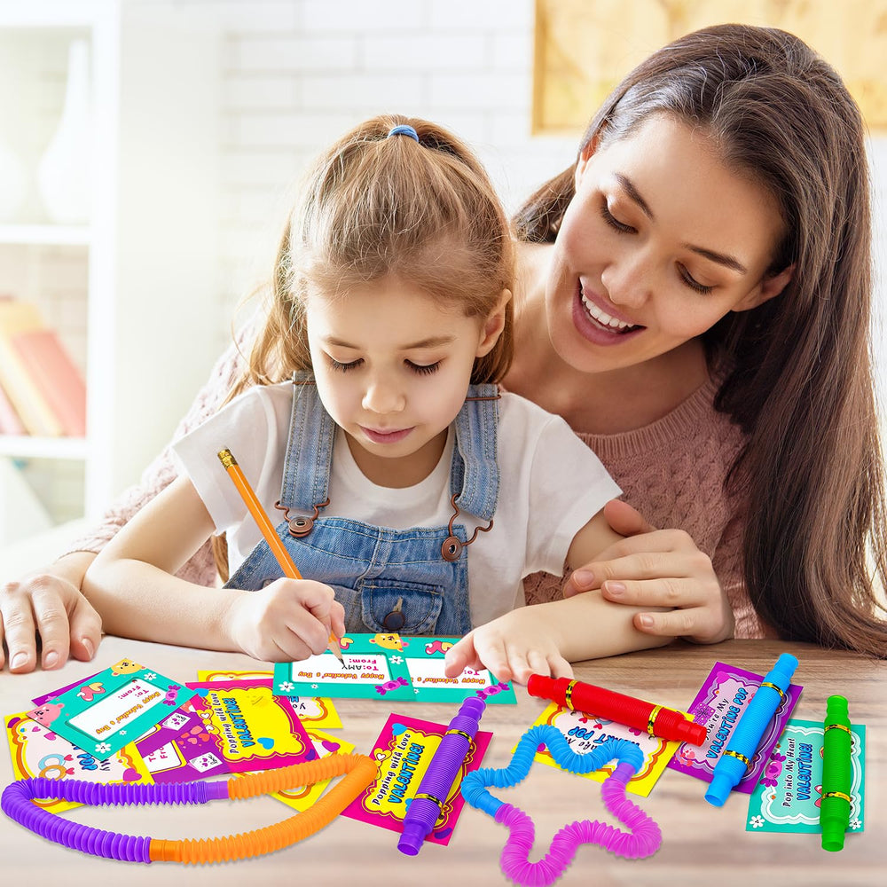 Kannove Pop Tubes preschool activity with tactile fun.