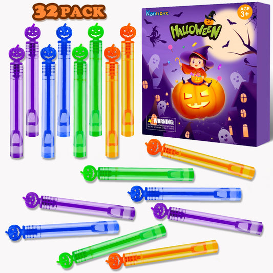 Kannove pumpkin-design bubble wands in a 32-pack for boo baskets and trick-or-treat fun.