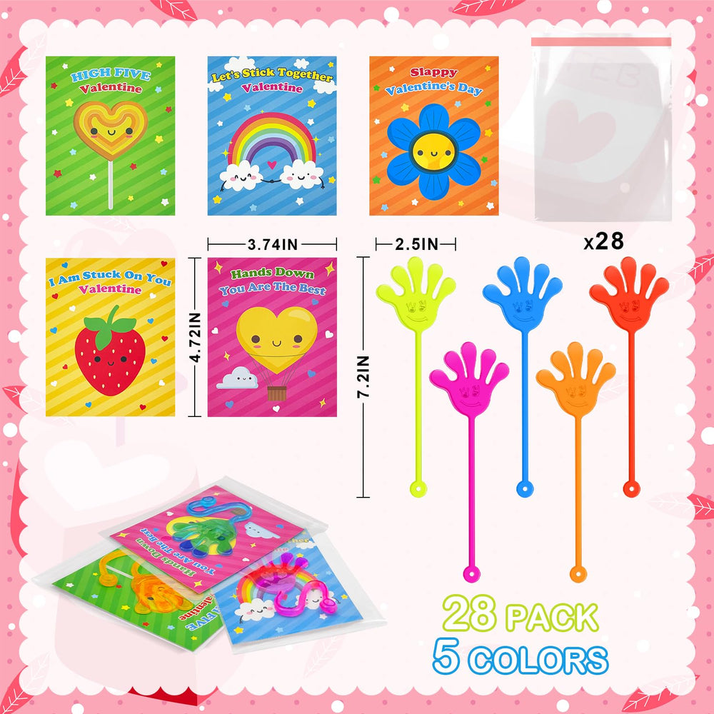 Kannove valentines exchange cards paired with sticky hands for non-candy rewards