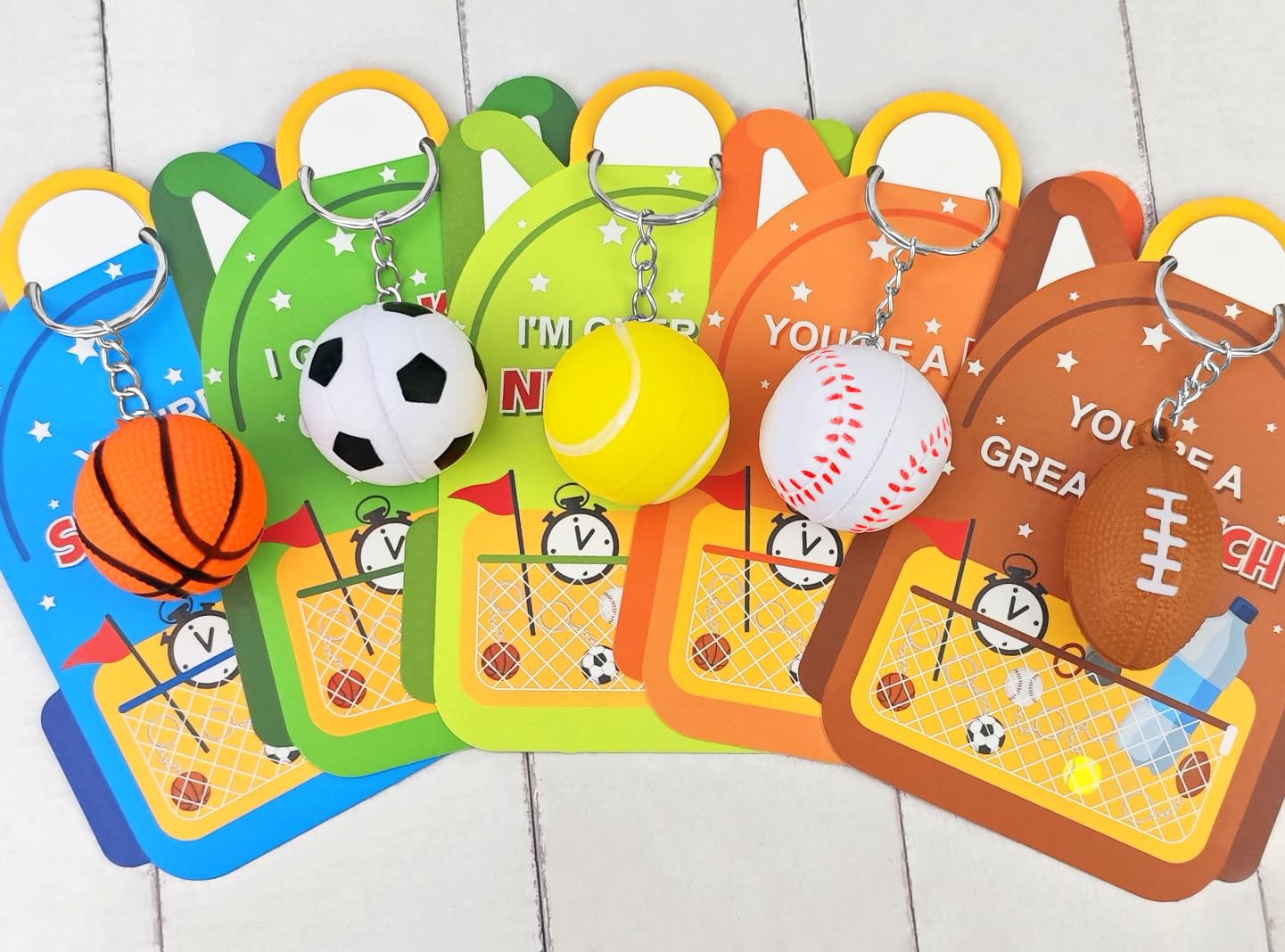 Kannove valentines sports ball keychains ideal for classroom exchanges.