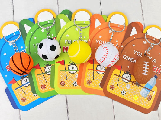 Kannove valentines sports ball keychains ideal for classroom exchanges.