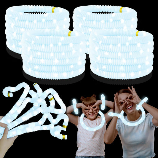 Kannove white glow sticks 24-pack provide bright glow for nighttime celebrations.