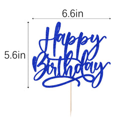 Kaoenla Blue Happy Birthday topper, white back design for versatile viewing.